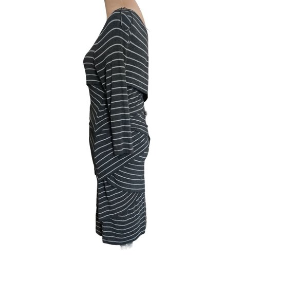 Vince Camuto Womens Petite Striped Crisscross Bandage BodyCon Dress Gray sz PM - Picture 2 of 6